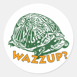 Wazzup - etiqueta redonda clássica, lustrosa