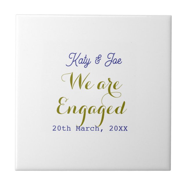 We are Engaged purple gold name date elegant simpl (Frente)