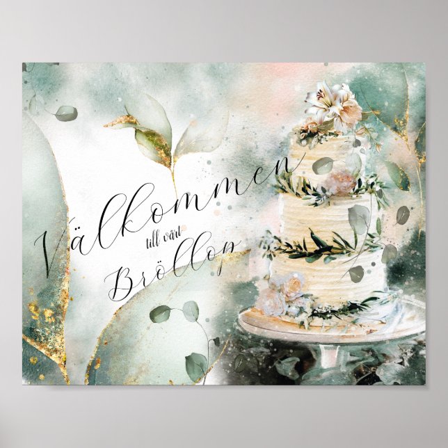  Wedding cake Elegant bröllop Poster (Frente)