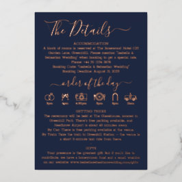 Wedding Details Midnight Blue Navy Real Foil