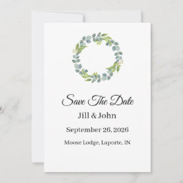 Wedding Eucalyptus Wreath Vertical  Save the Date 