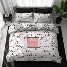 Wedding Gift Duvet Cover Hand Drawn Heart Design