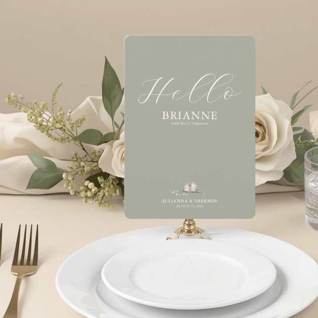 Wedding Guest Menu And Place Card (Sage Green Wedding Guest Place Card and Menu)