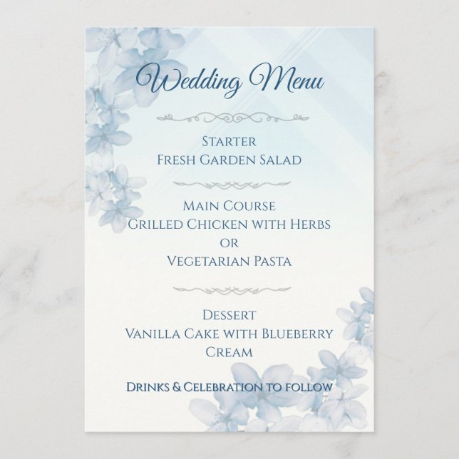 Wedding Menu Elegant Editable  (Frente)