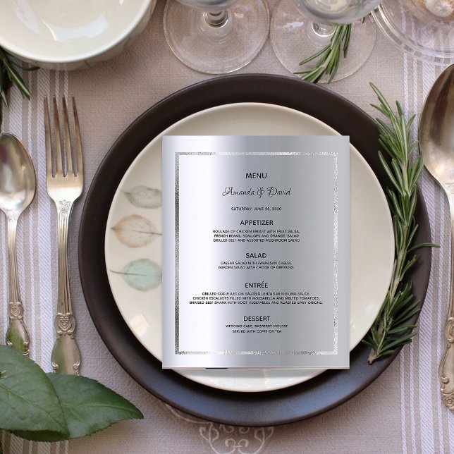 Wedding Menu silver elegant glam (Criador carregado)