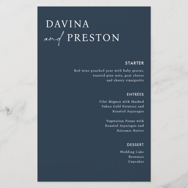 WEDDING Moderno do Script de Caligrafia do Marinho (Frente)