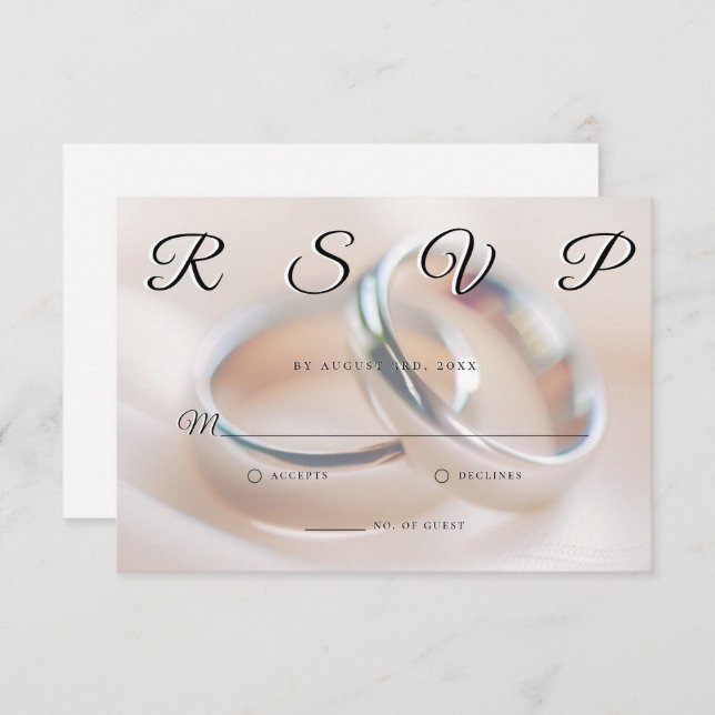 Wedding Rings Simple Elegant Minimalist RSVP Card  (Frente/Verso)