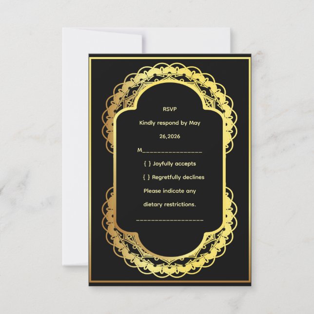 Wedding RSVP Card, Elegant Response Card (Frente)