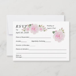 Wedding RSVP Card Soft Pink Roses 