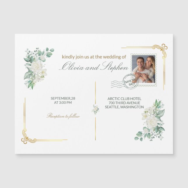 wedding save the date engagement magnet (Frente)