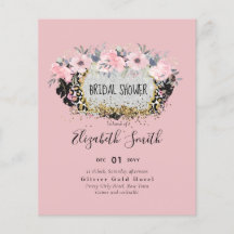 WEDDING - Silver Rosegold Floral Girly Glitter
