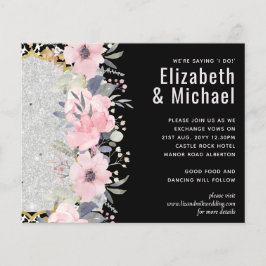 WEDDING - Silver Rosegold Floral Girly Glitter