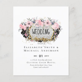WEDDING - Silver Rosegold Floral Girly Glitter