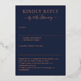 Wedding Simple Midnight Blue Navy Kindly Reply