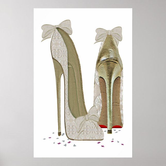 Wedding Stiletto High Heels Art Poster (Frente)