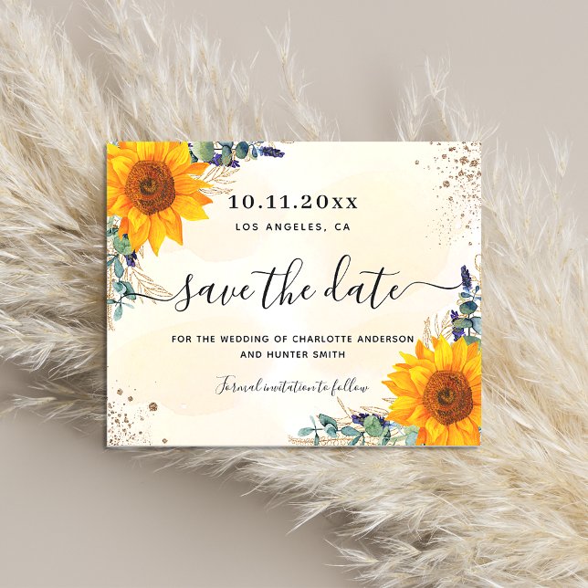 Wedding sunflower eucalyptus save the date magnet (Criador carregado)