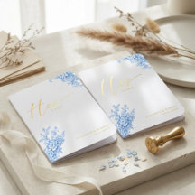 Wedding Vow Books His Hers Script Blue Floral