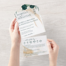 Wedding White All in save the date Emerald Green