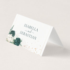 Wedding White QR Emerald Green Rose Floral