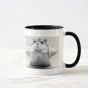 Weightlifter do hamster da caneca de B&W