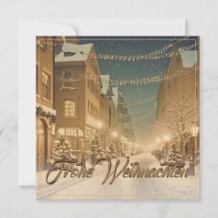 Weihnachtlich verschneite Straßen einer Innenstadt