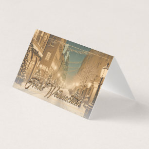 Weihnachtlich verschneite Straßen einer Innenstadt