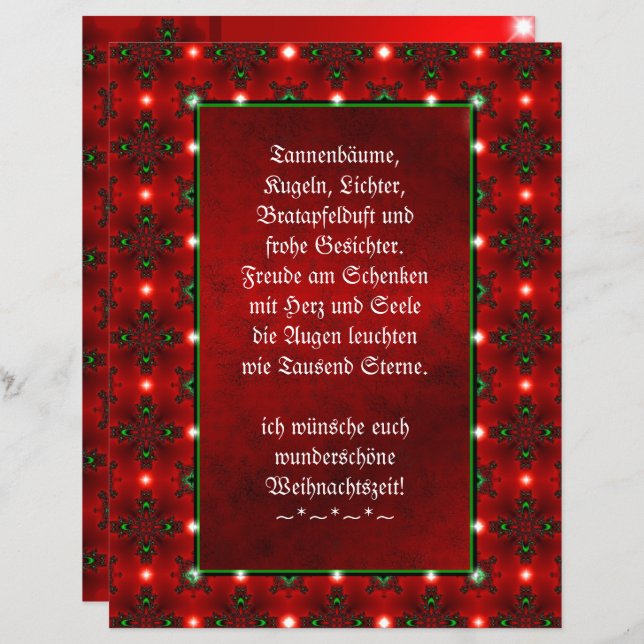 Weihnachtsgedicht Deutsch, Adicione Seu Texto (Frente/Verso)
