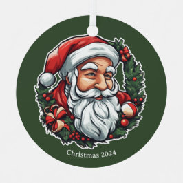 Weihnachtsmannkopf mit Kranz -