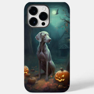 Weimaraner de Halloween com Abóboras Assustador