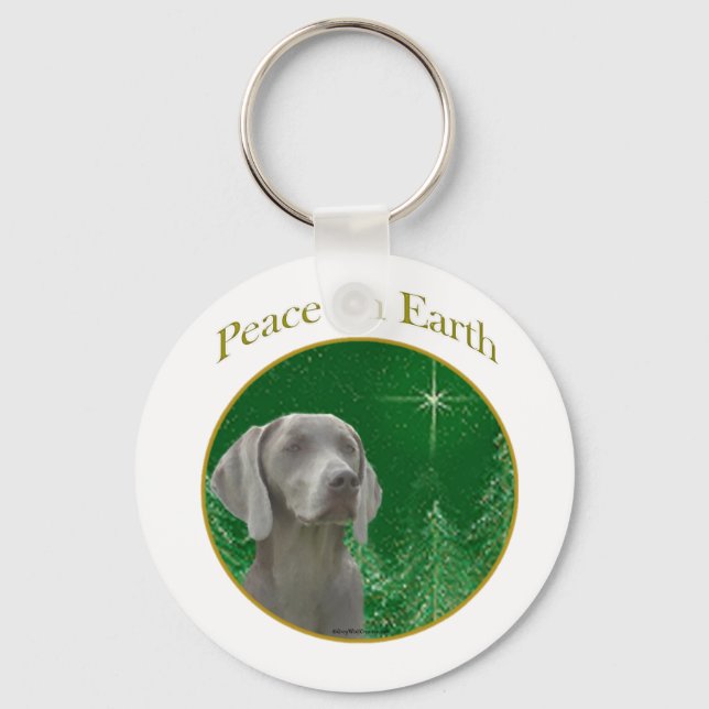 Weimeraner Peace on Earth Chaveiro (Frente)