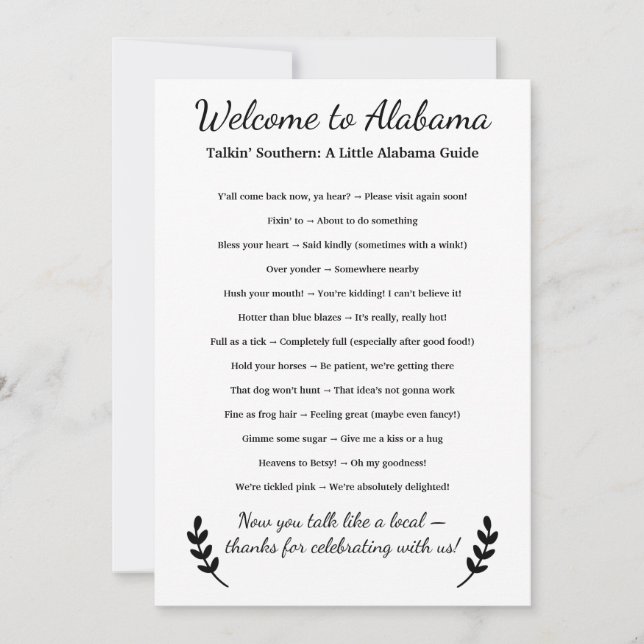 Welcome to Alabama Personalized with Local Phrases (Frente)