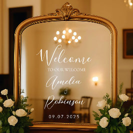 Welcome Wedding Mirror Sign Vinyl Lettering Elegan