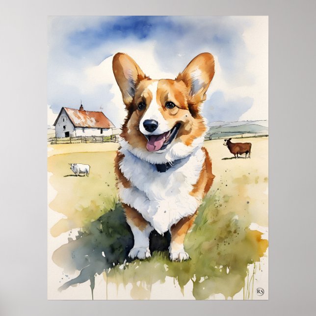 Welsh Corgi - Impressão de Arte Canina (Frente)