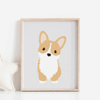 Welsh Corgi Puppy Dog Nursery & Kids Decor Poster