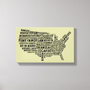 Welsh Placename American Map Canvas