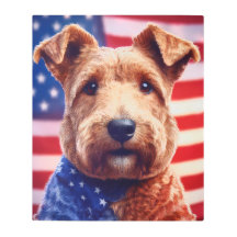 Welsh Terrier Com Bandeira Americana E Bandana
