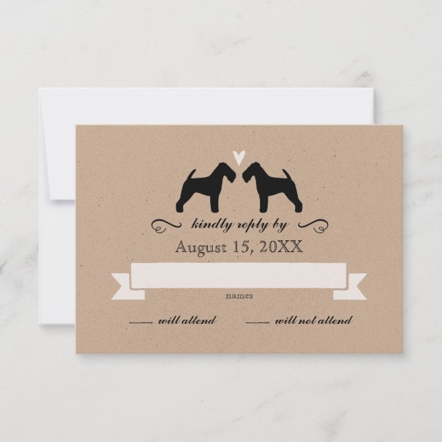 Welsh Terrier Silhouettes Resposta RSVP de Casamen (Frente)