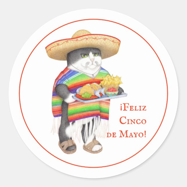 WENDELITO Cinco de Mayo Pequenos Adesivos Redondos (Frente)