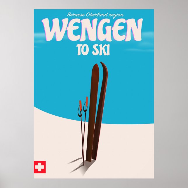 Wengen, Suiça, Ski Poster (Frente)