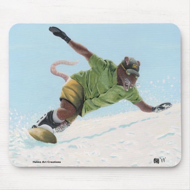Wererat Snowboard Fantasy Art Mousepad (Frente)