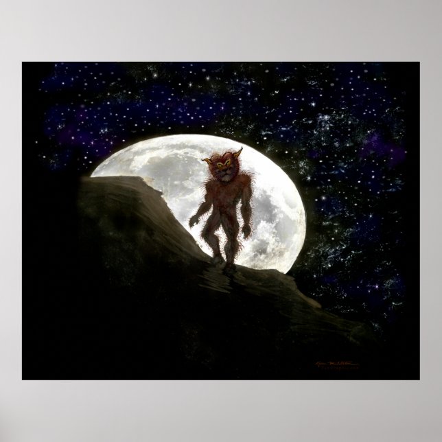 Werewolf and Full Moon Poster (Frente)