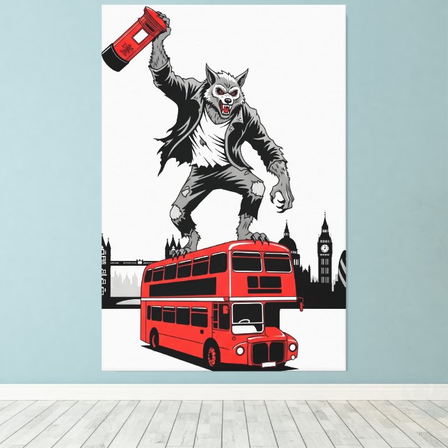 Werewolf canvas for fans of cult movie Werewolves. (Insitu(piso de madeira))