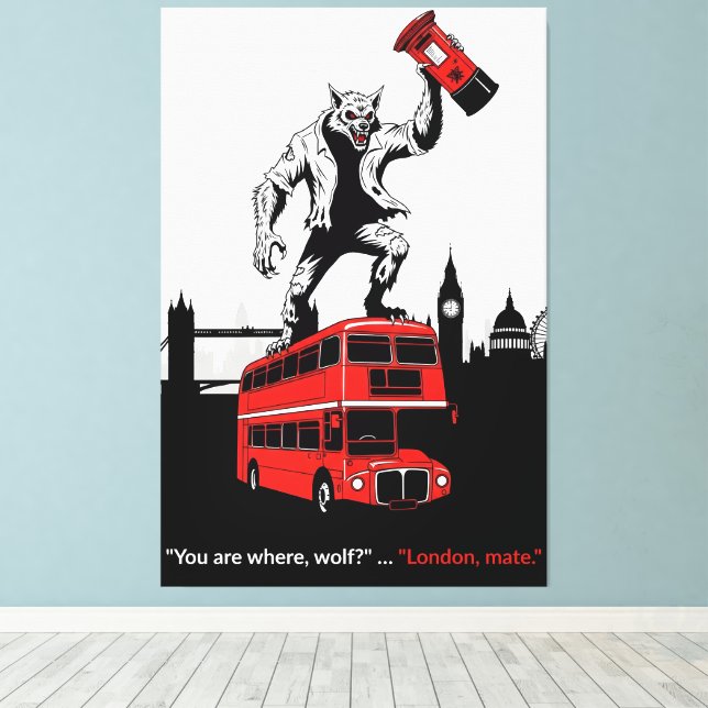 Werewolf in London stencil canvas print (Insitu(piso de madeira))