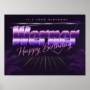 Werner Nome Vorname lila retro Poster Geburtstag