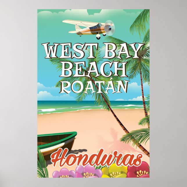 West Bay Beach, Roatán Honduras poster de viagens (Frente)