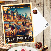 West Hartford, Connecticut | Cartão postal Vintage