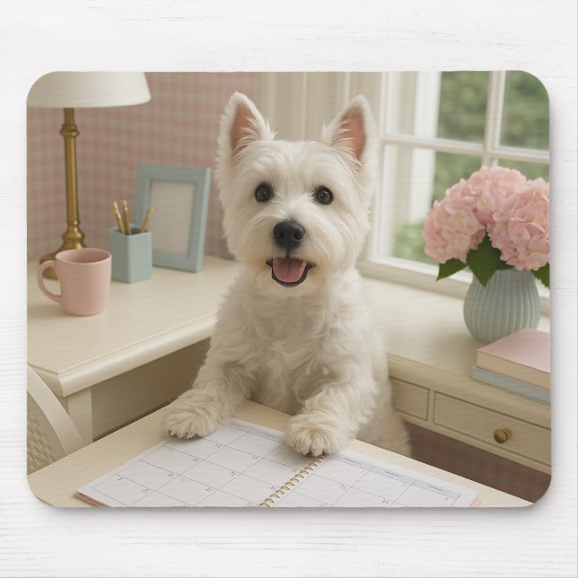 West Highland Terrier Mousepad - Trabalhando em ca (Frente)