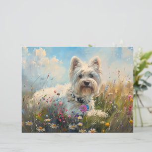West Highland Terrier Wildflower Scrapbook Paper
