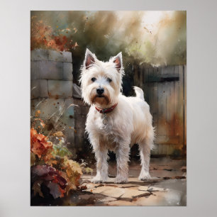 West Highland White Terrier Dog Art Impressão Post