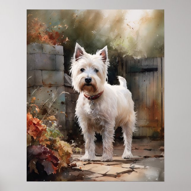 West Highland White Terrier Dog Art Impressão Post (Frente)